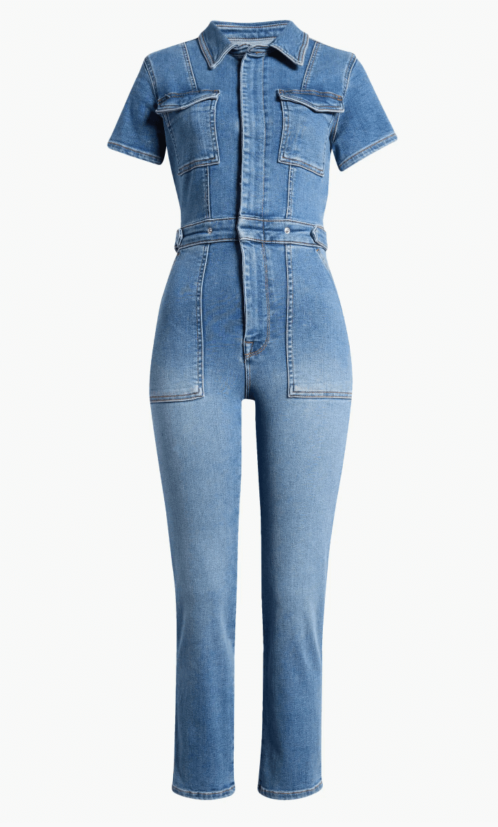 good american denim jumpsuit