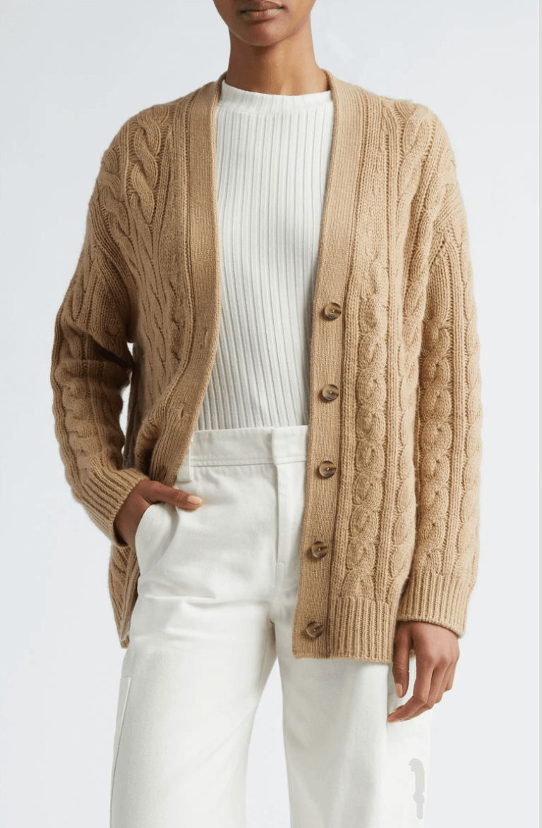 vince cable knit cardigan