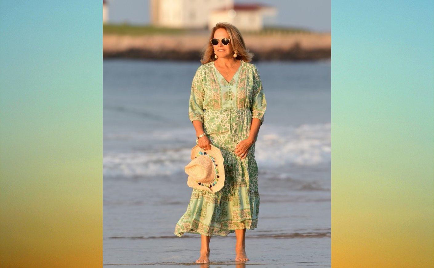 katie couric on the beach
