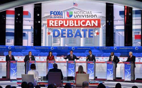 GOP candidates on stage at the second primary debate