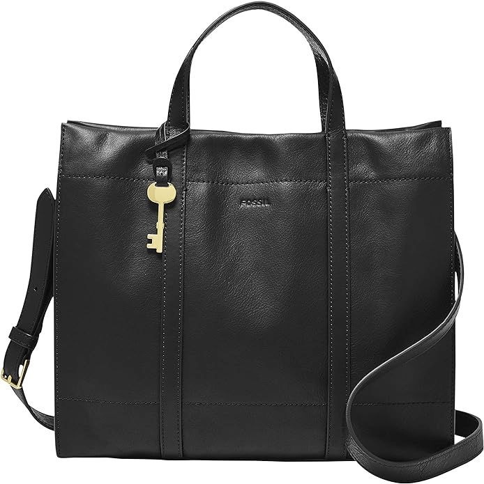 fossil leather tote