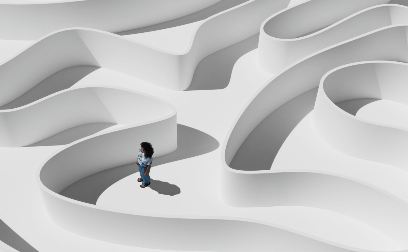 woman standing in a maze