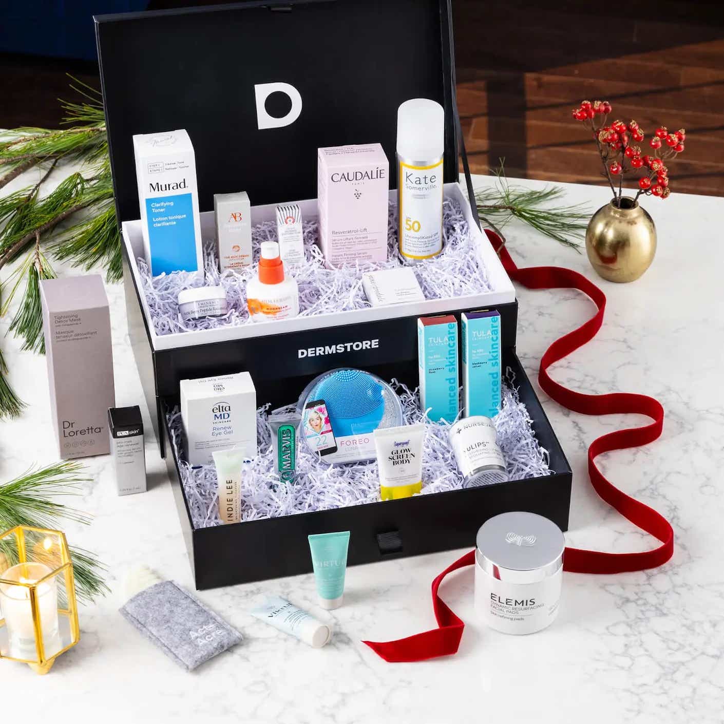 A set of skincare assembled in an advent calendar