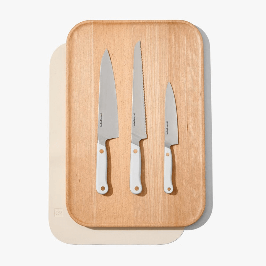 hedley and bennett chef knife set and cutting board