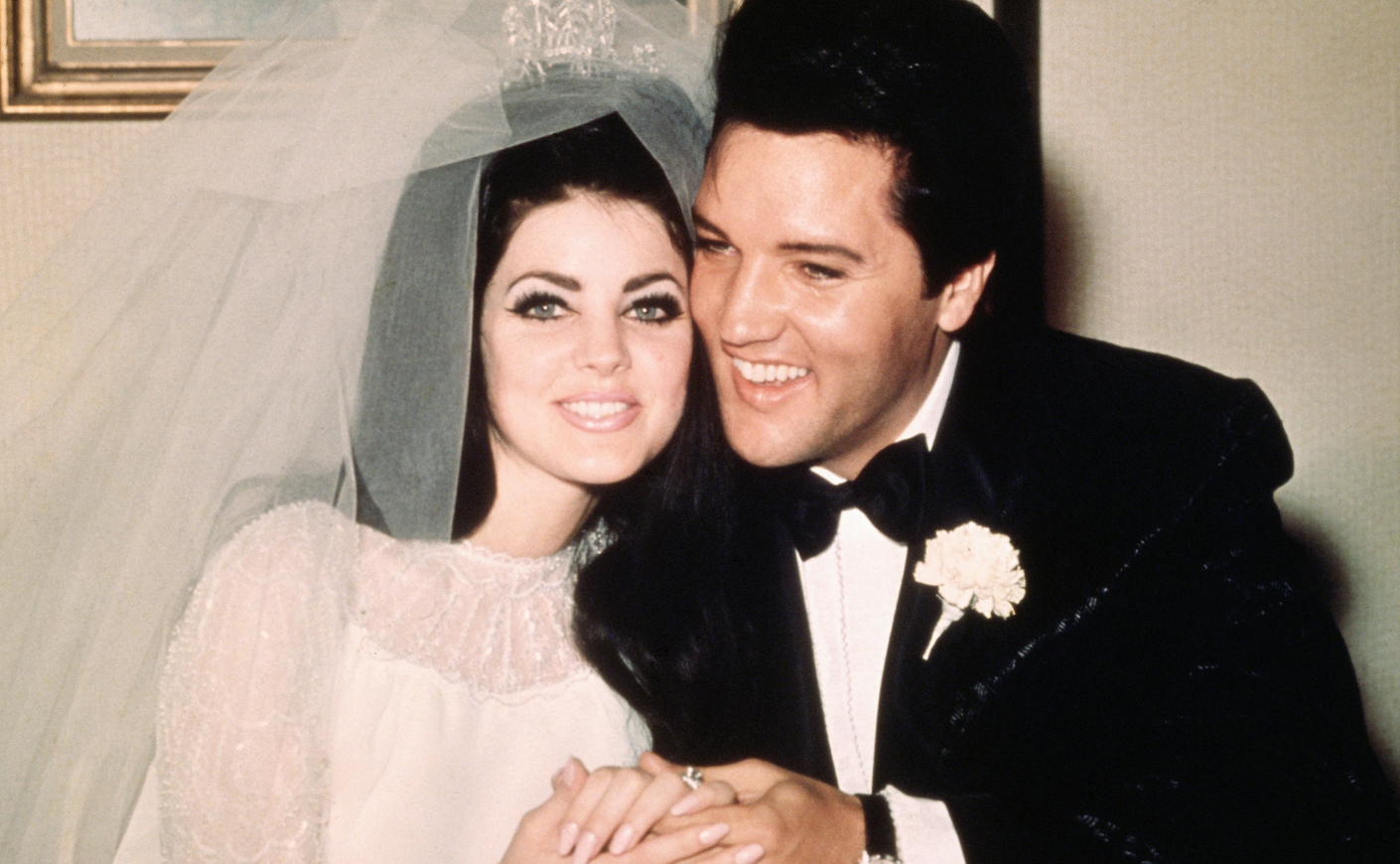 Elvis and Priscilla Presley on their wedding day