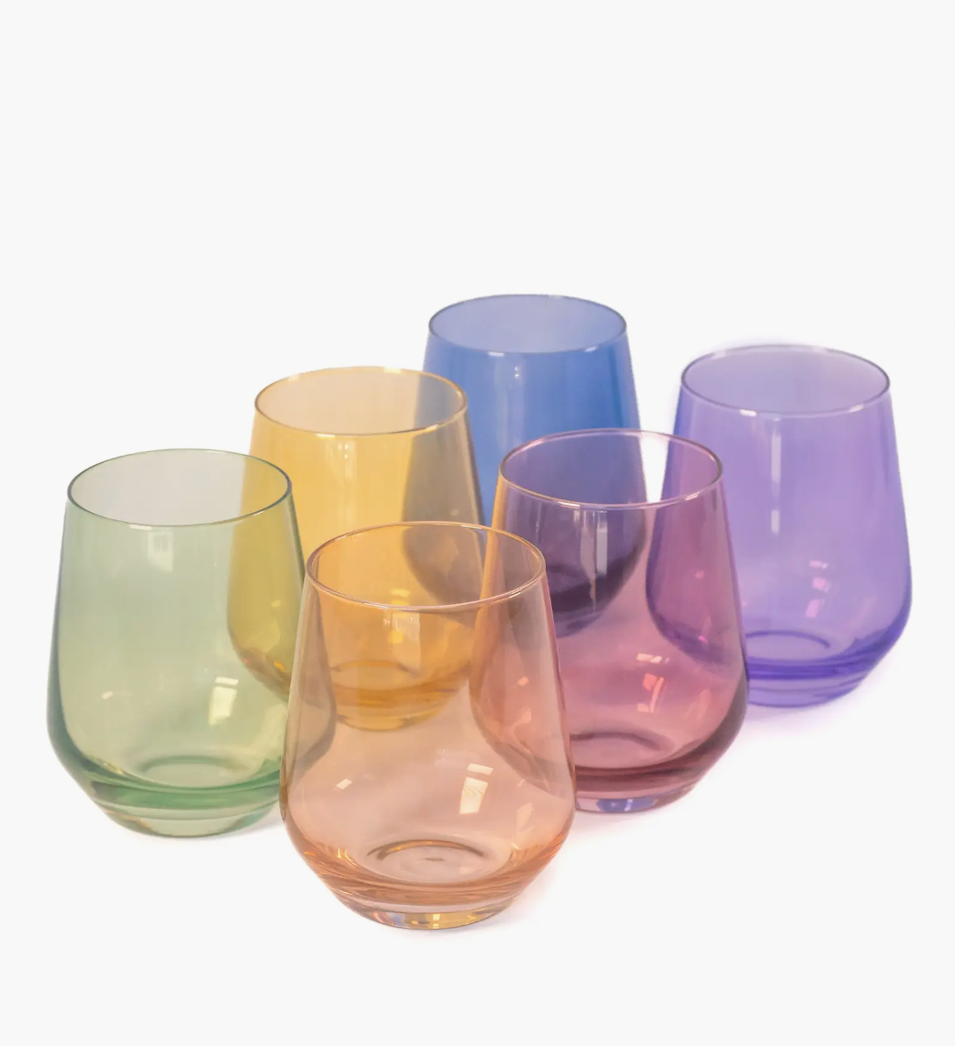 Estelle Colored Wine Stemless Set of 6 (Pastel Mixed Set)