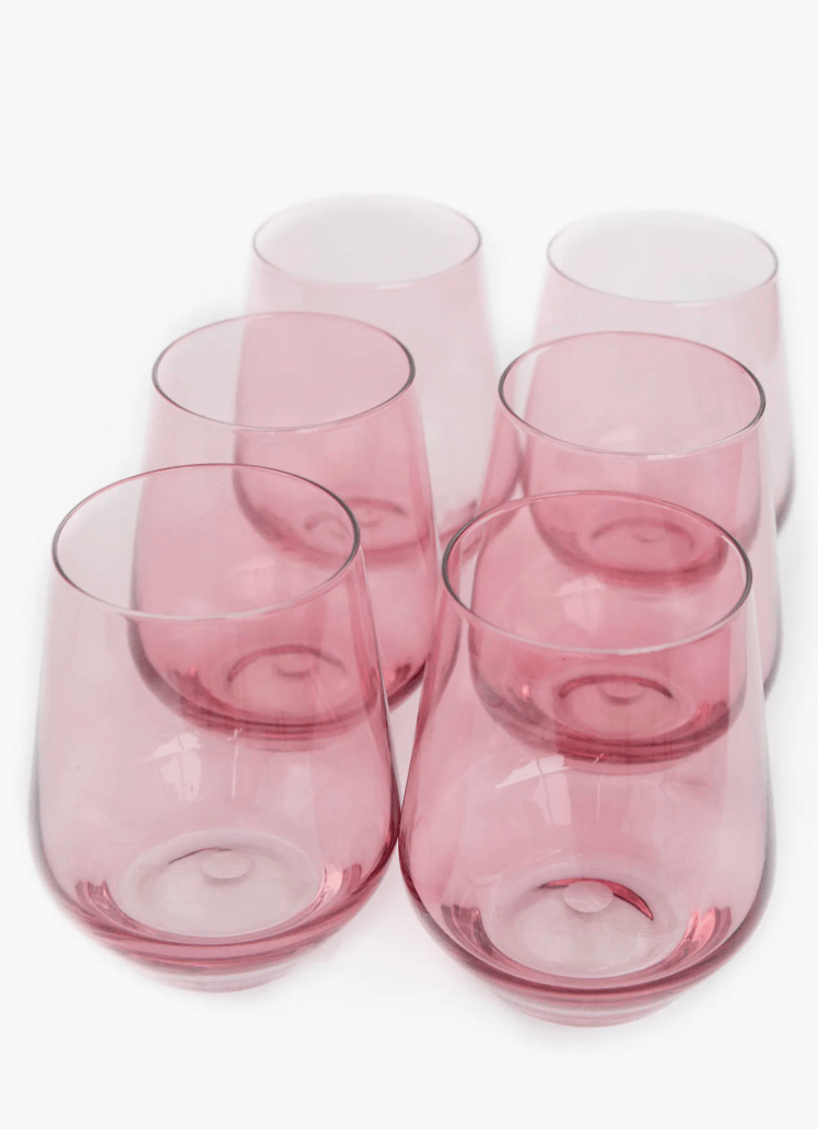 pink estelle stemless wine glasses