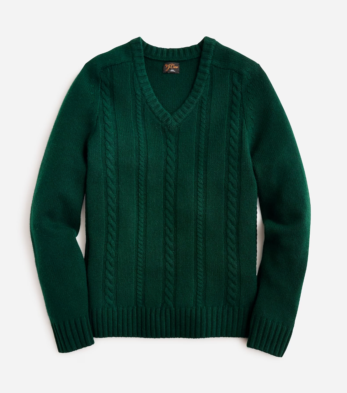 Heavyweight cashmere cable-knit V-neck sweater