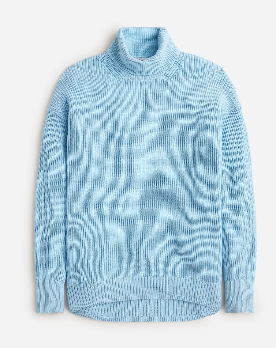 Cotton-blend ribbed turtleneck sweater