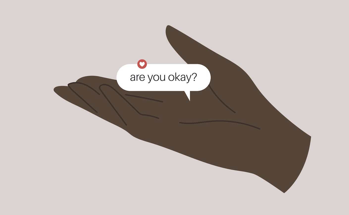 a hand holding a message that says are you ok