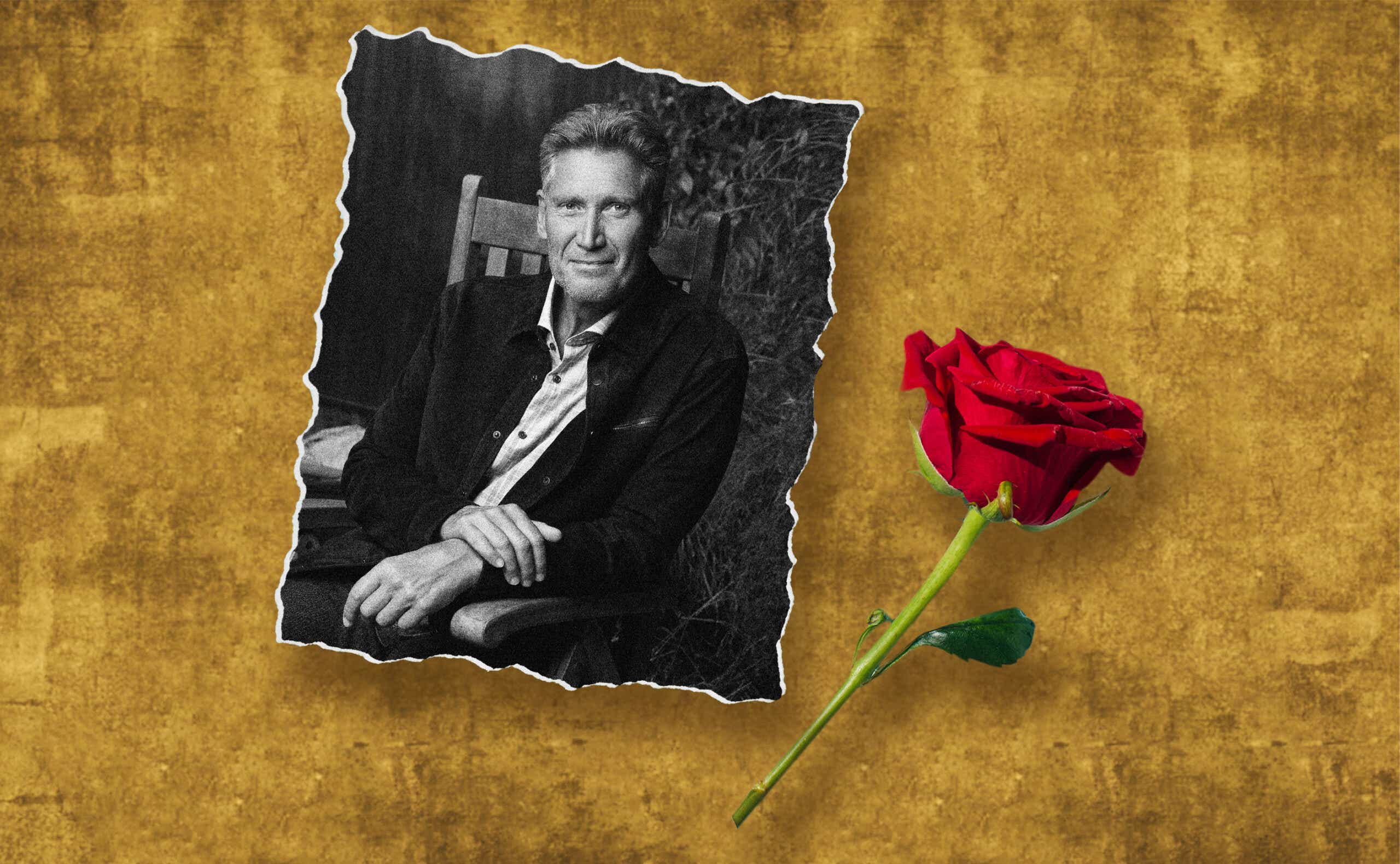 a photo of gerry from the golden bachelor with a rose