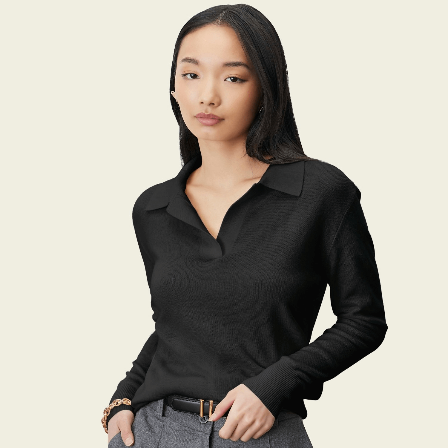 italic cashmere collared sweater