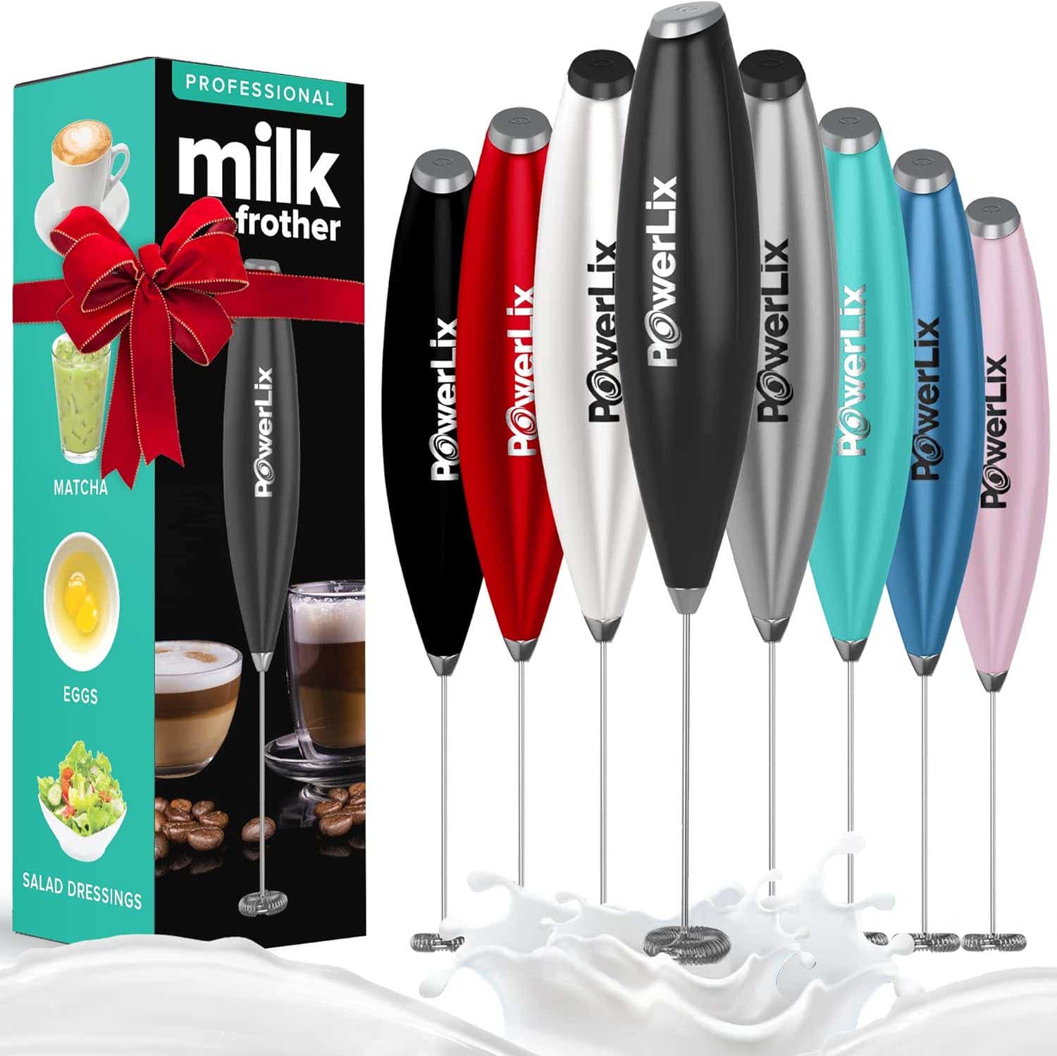 PowerLix Milk Frother Handheld Battery Operated Electric Whisk Beater Foam Maker For Coffee, Latte, Cappuccino, Hot Chocolate, Durable Mini Drink Mixer...