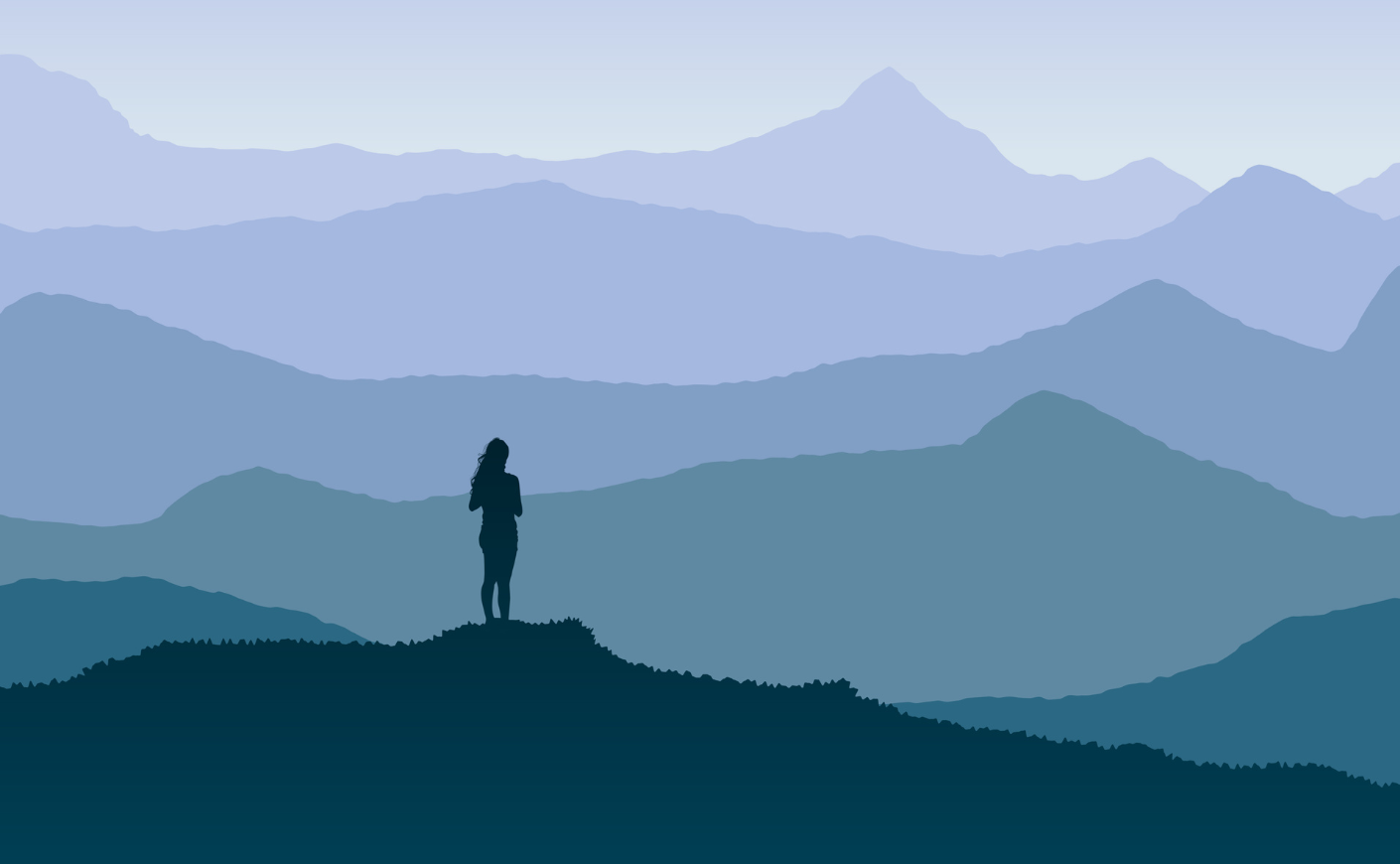 Woman looking out at mountains