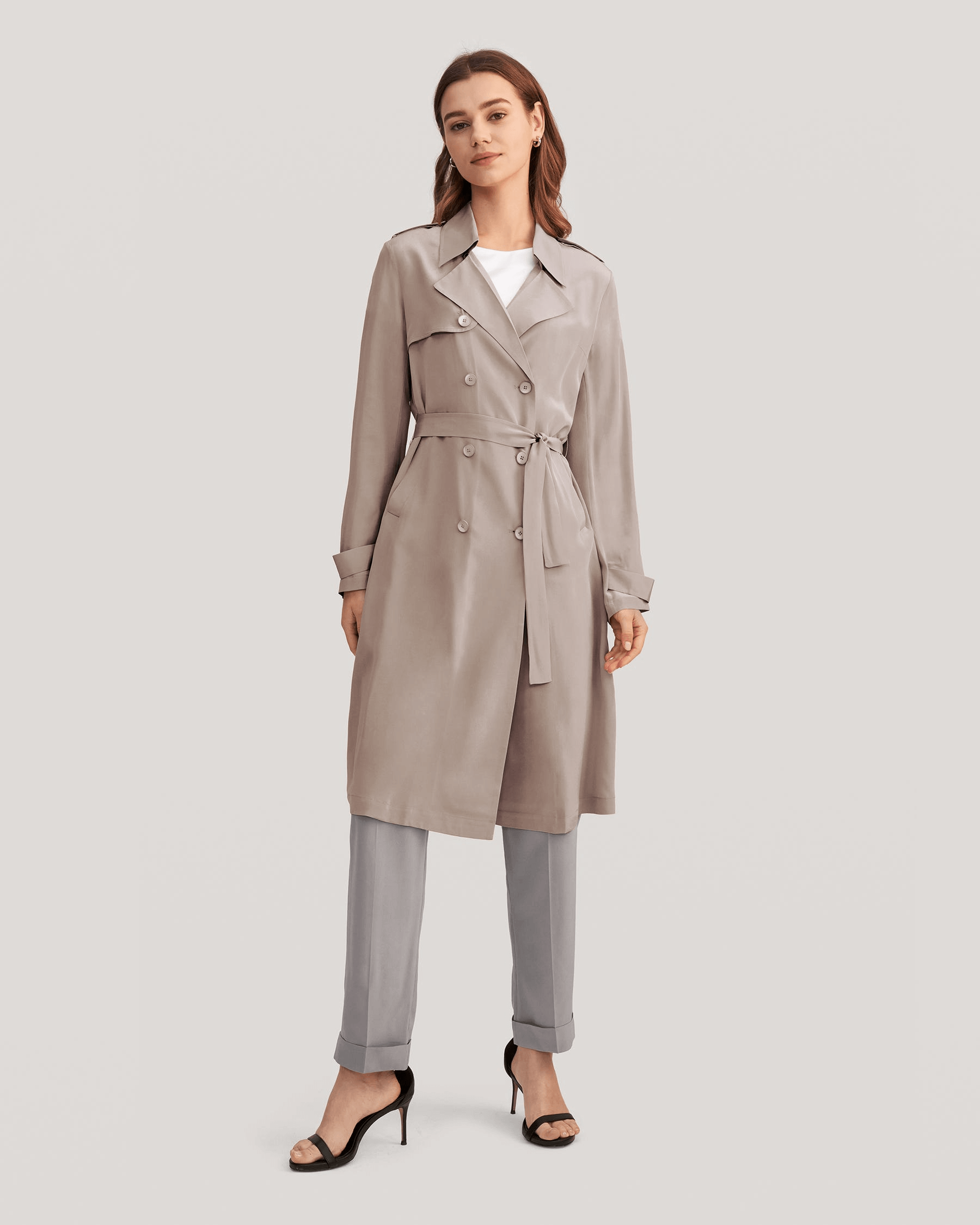 lily silk trench coat
