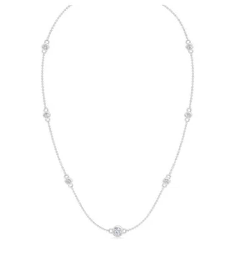 1 Carat Graduated Lab Grown Diamonds By The Yard Necklace In 14K White Gold