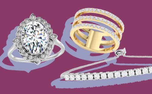 collage of diamond jewelry