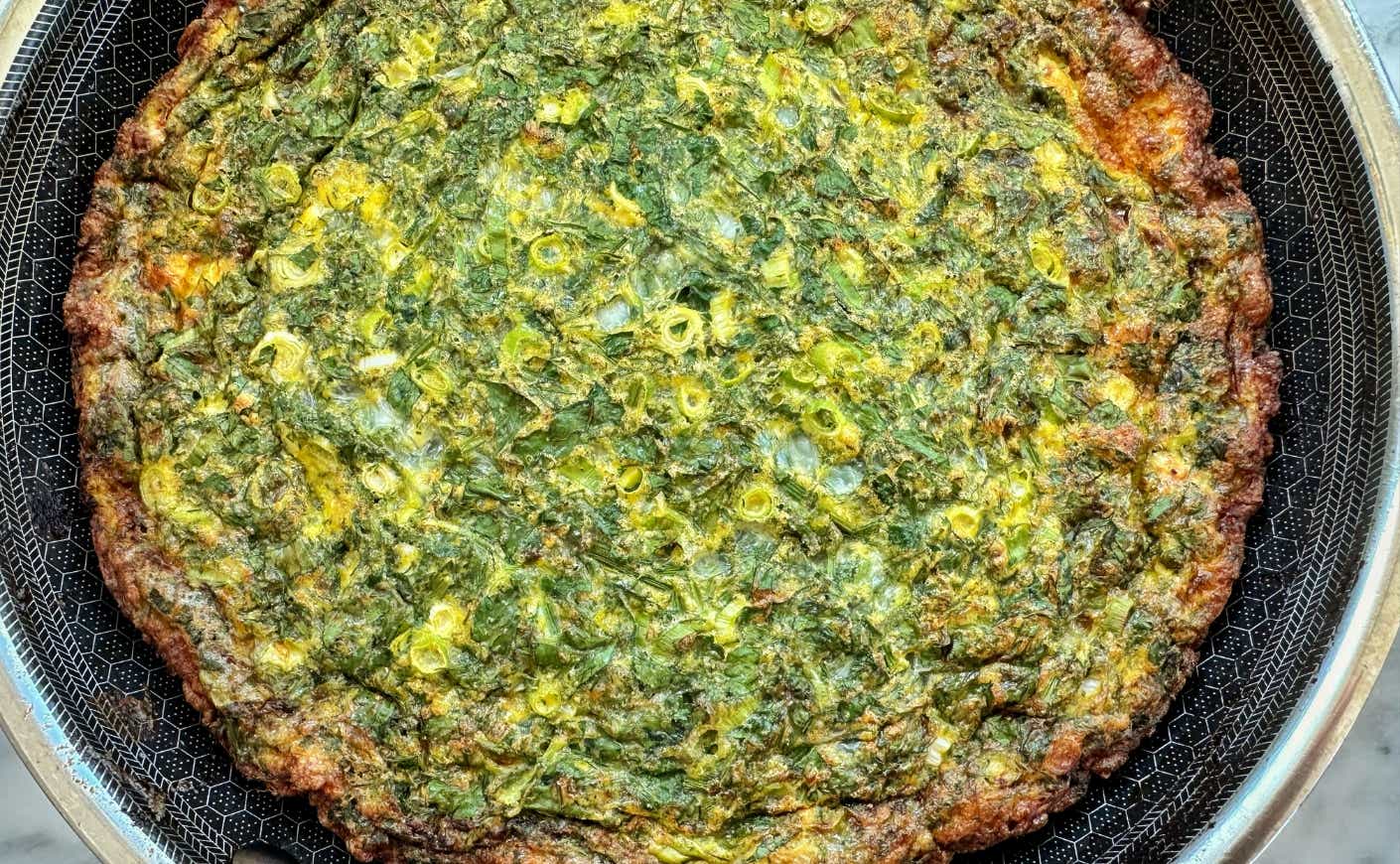 An herby cottage cheese frittata.
