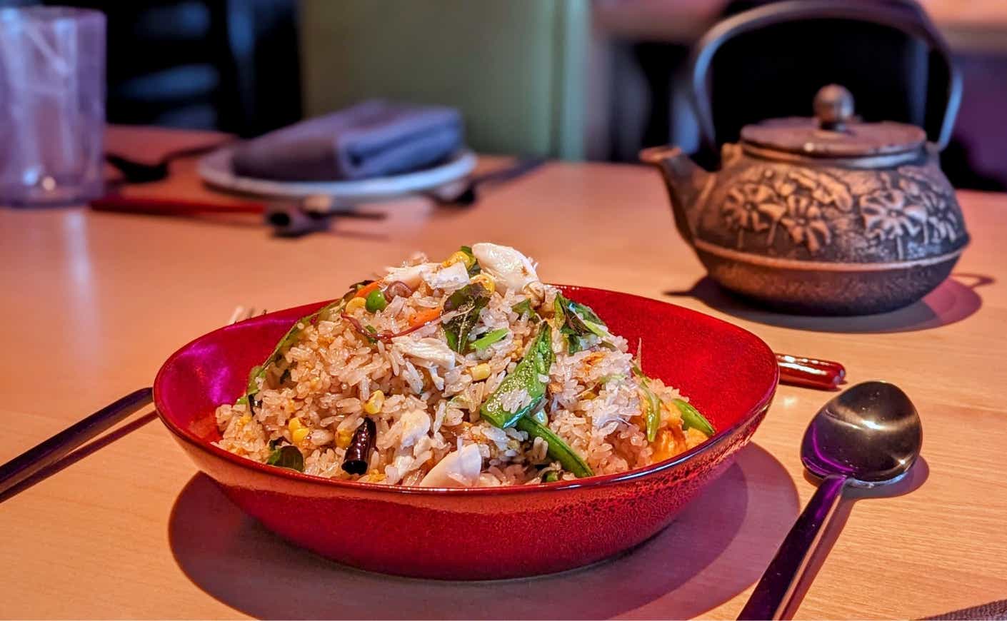A bowl of crab fried rice
