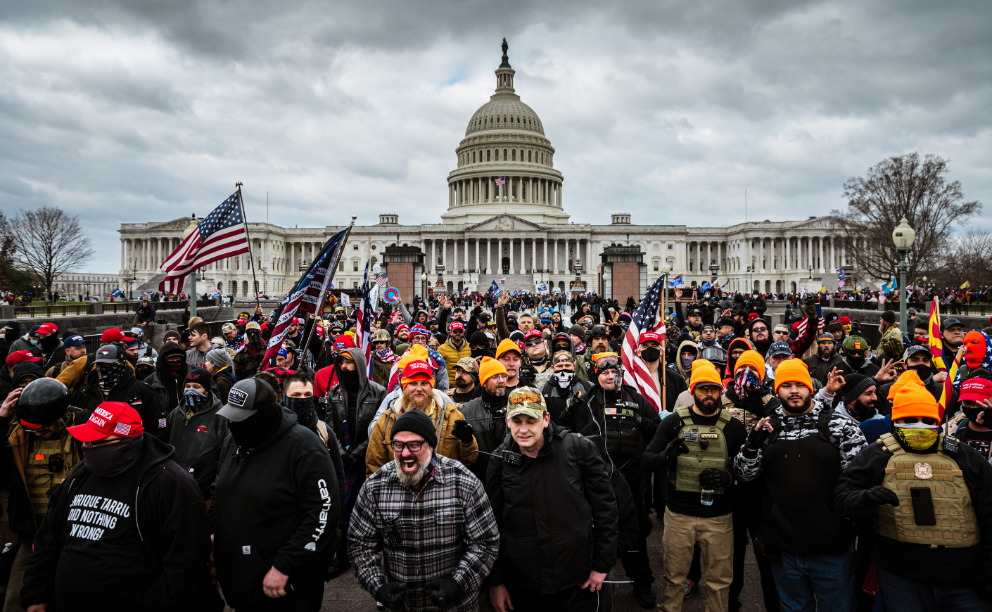 An angry crowd gathers at the U.S. Capitol on Jan. 6, 2021