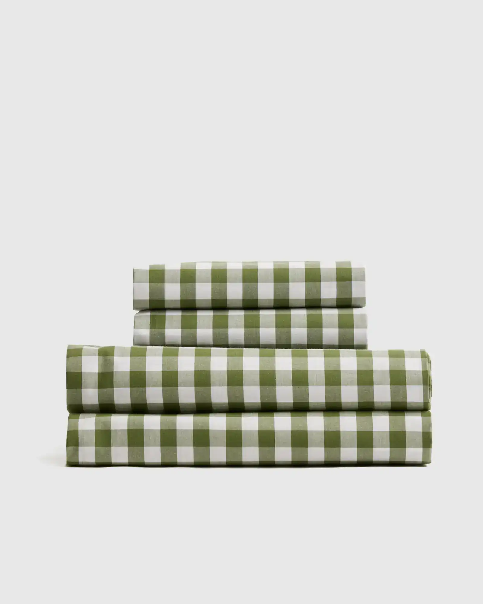 Classic Organic Percale Sheet Set green gingham