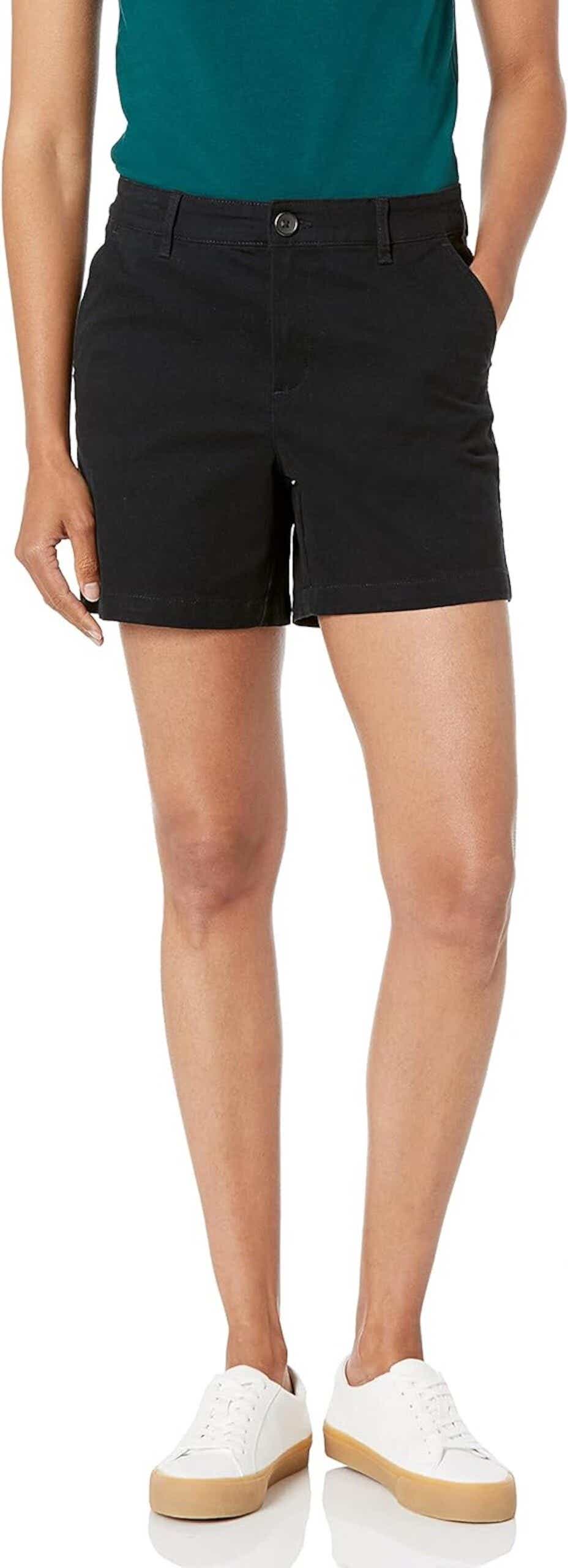 A pair of khaki shorts.