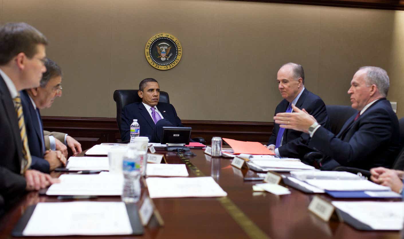 President Barack Obama is briefed by members of his national security team in the Situation Room of the White House, Oct. 29, 2010.  (Official White House Photo by Pete Souza)