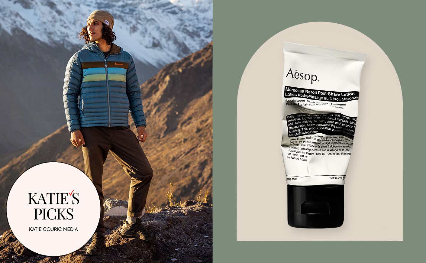 man hiking and lotion