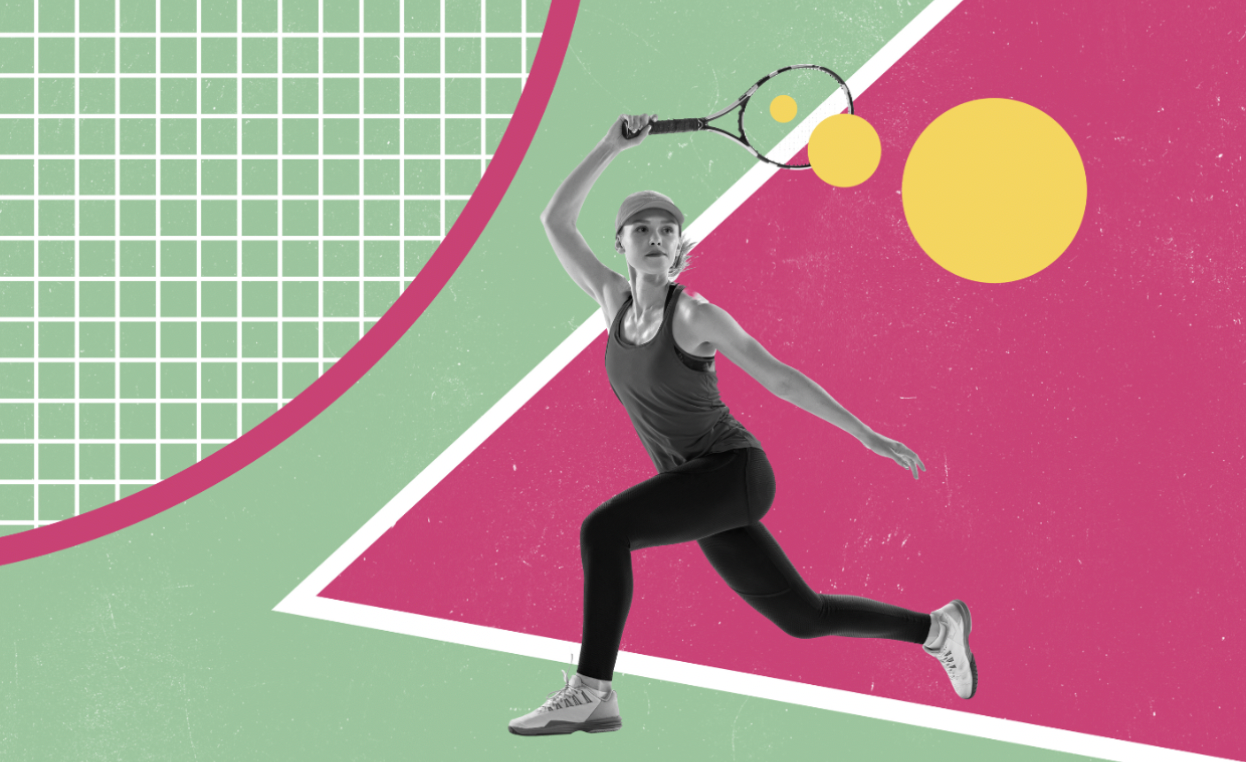 graphic design image of woman playing tennis