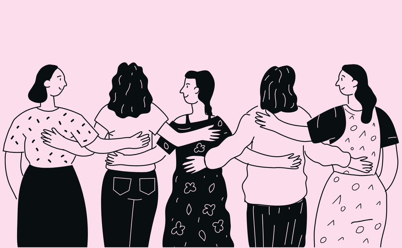 Illustration of women with arms around each other