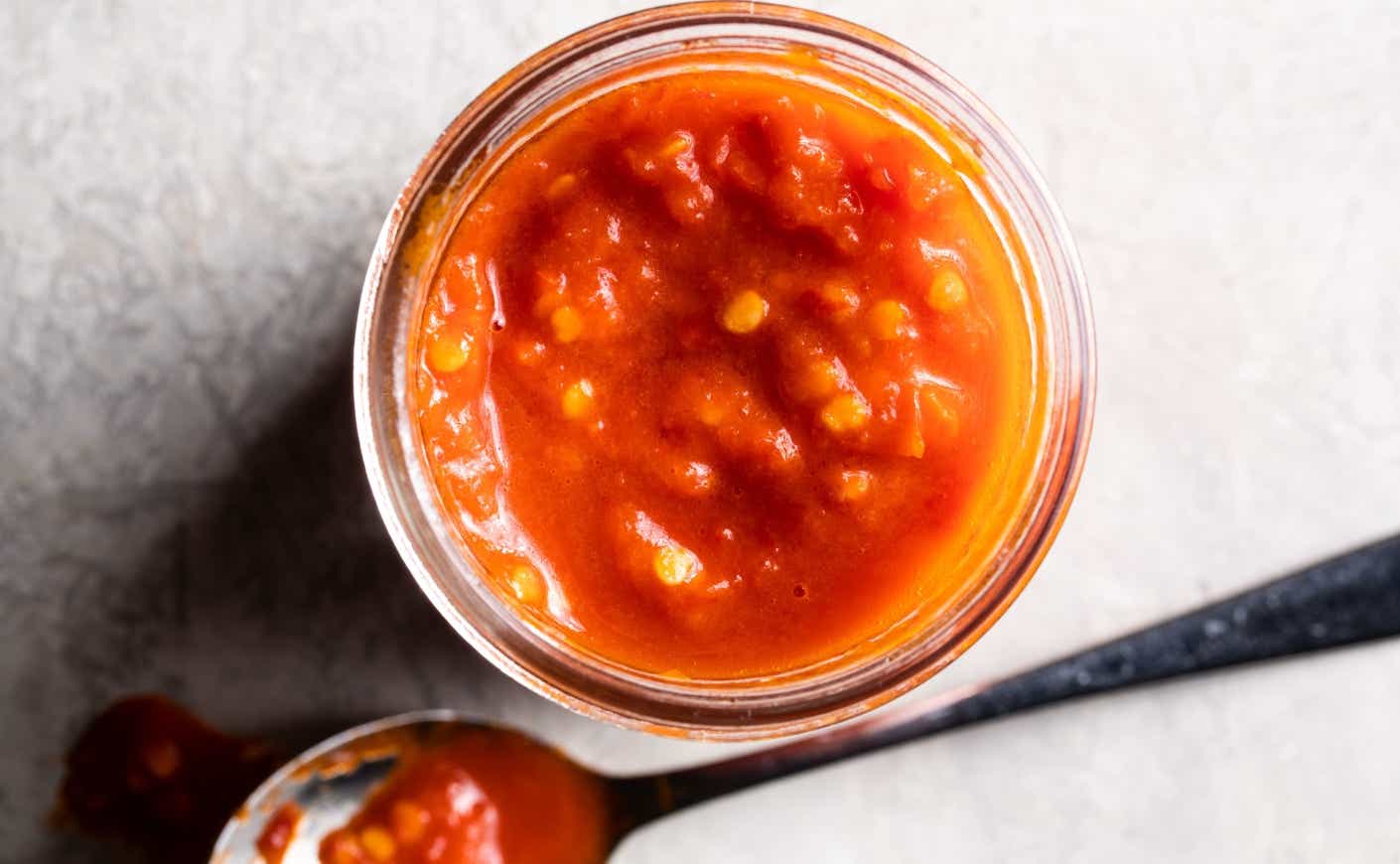 a jar of homemade hot sauce