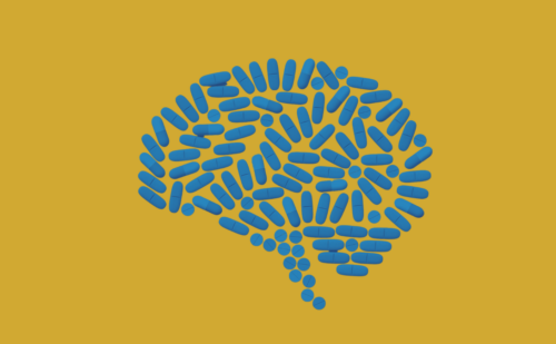 illustration of viagra pills in the shape of a brain