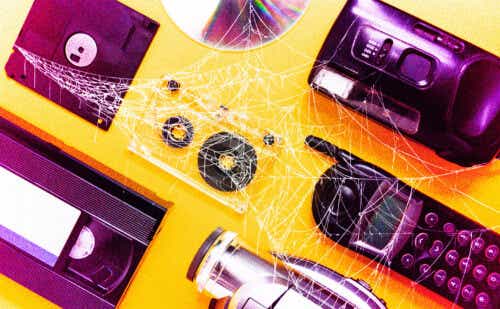 items from the 90s with cobwebs over them