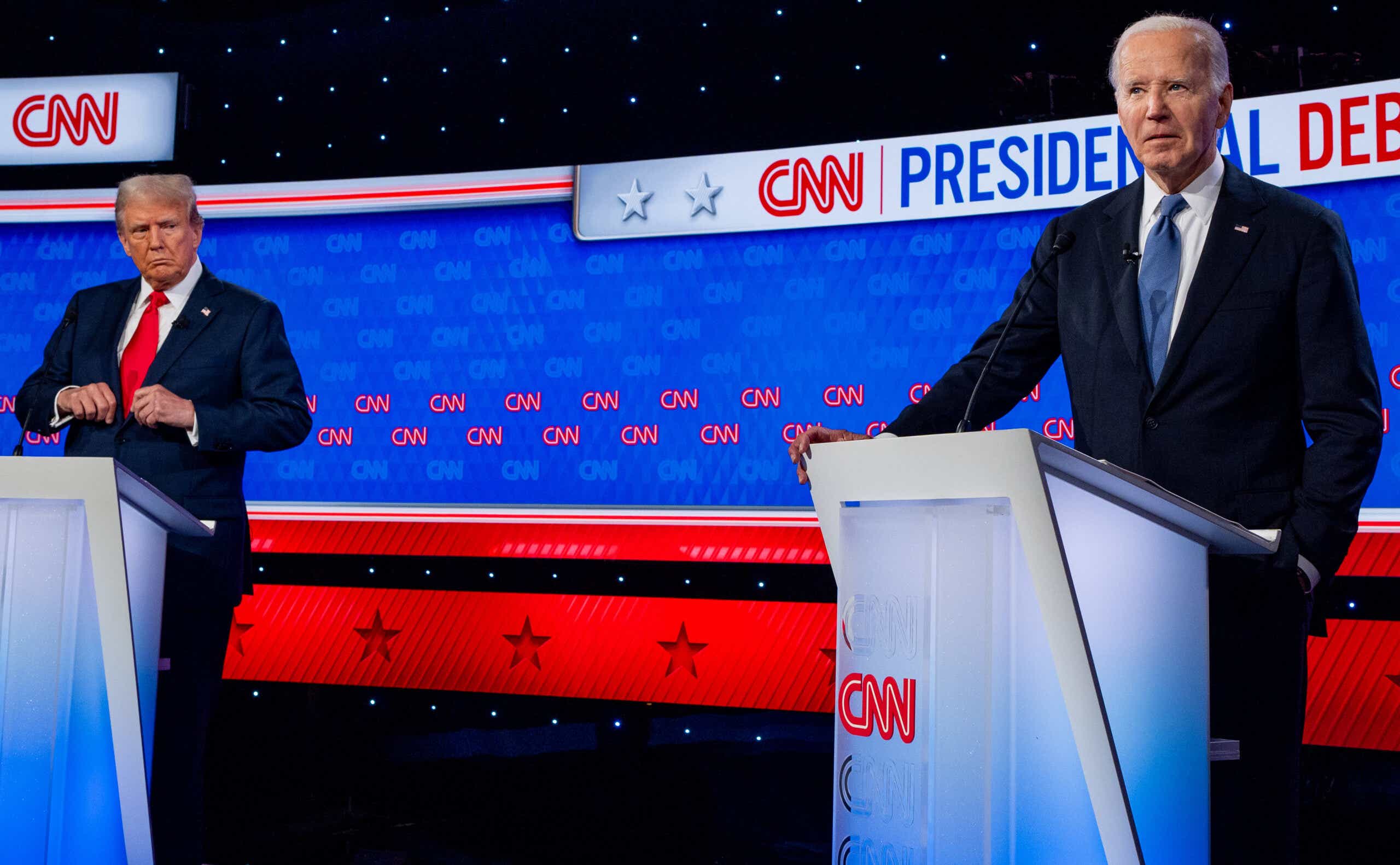 Presidents Biden and Trump on the CNN debate stage