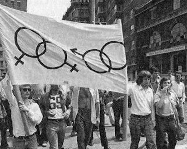 LGBTQ activists march from Washington Square in NYC to Stonewall on July 27th, 1969. (Courtesy of Mark Segal)