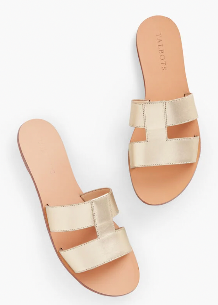 Talbots Hannah Metallic Vachetta Slides