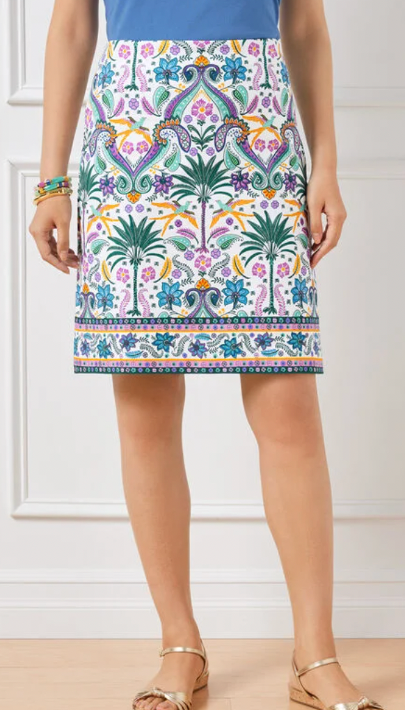 Talbots Birds & Palms Canvas A-Line Skirt