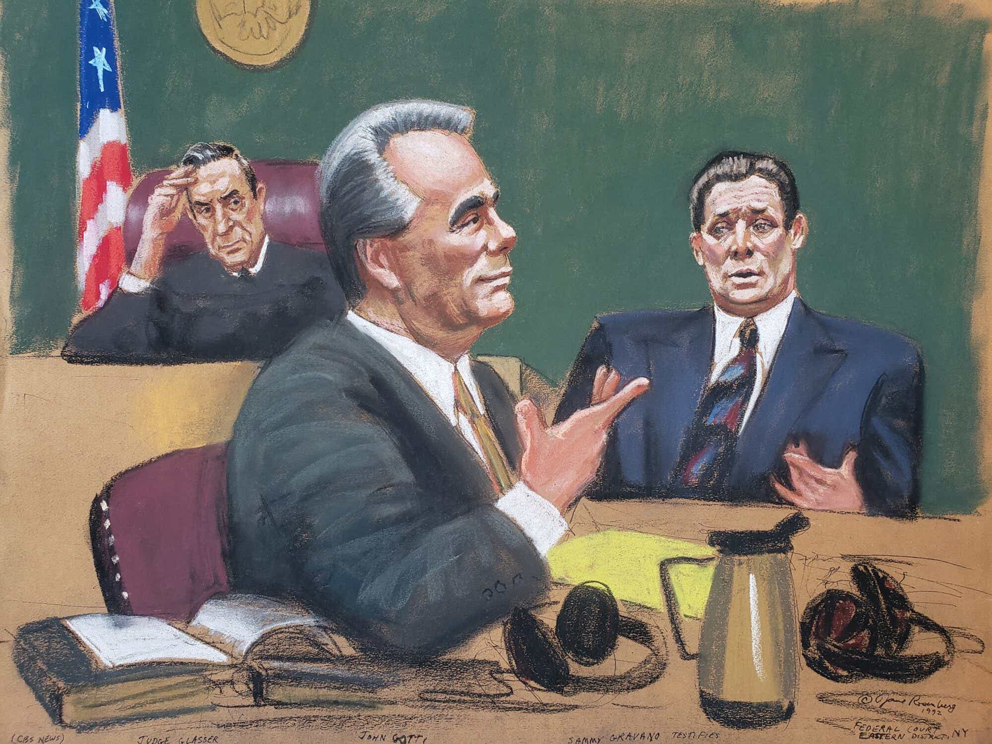 Sketch of John Gotti during his trial