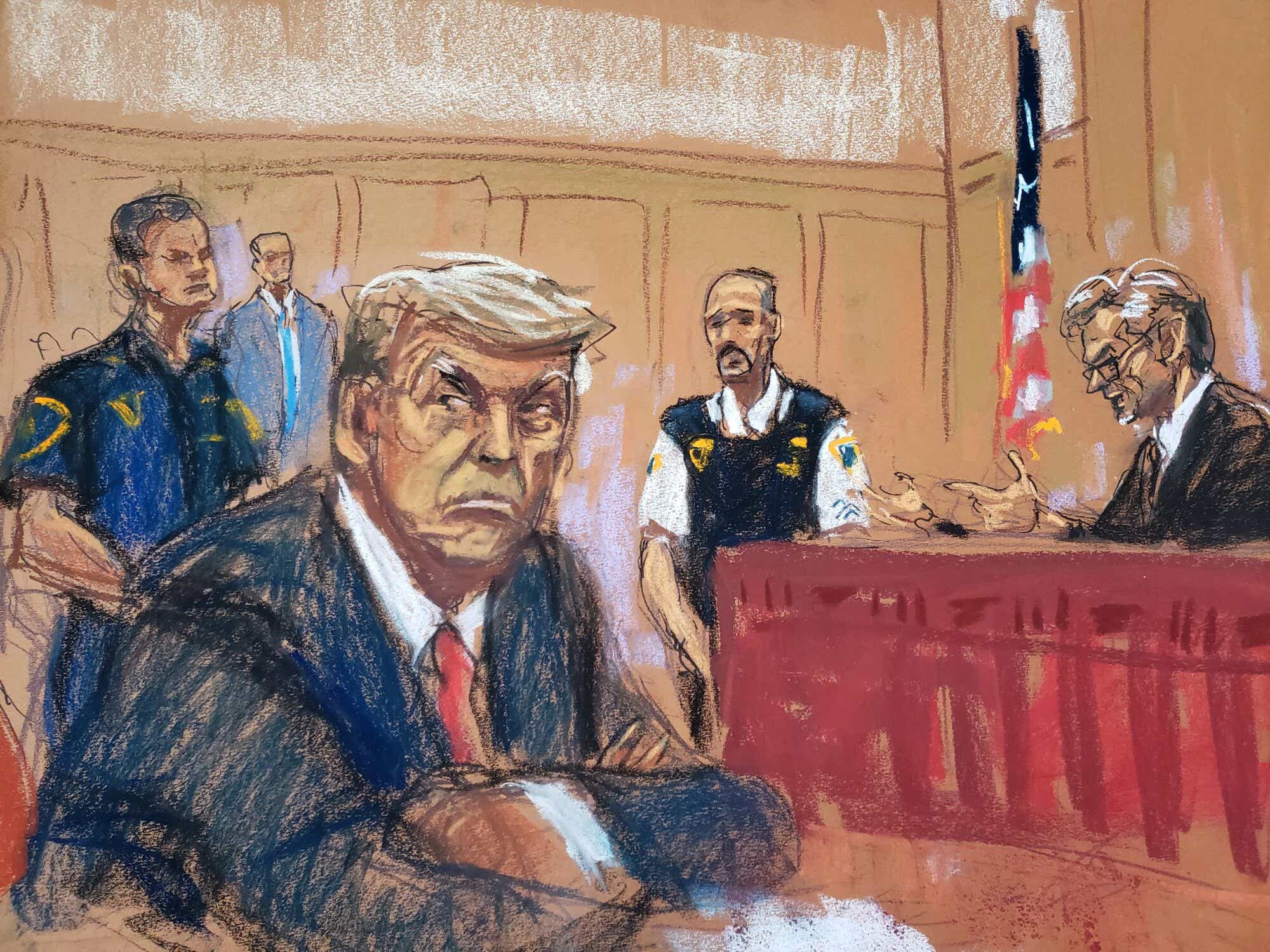 Sketch of Donald Trump during his trial