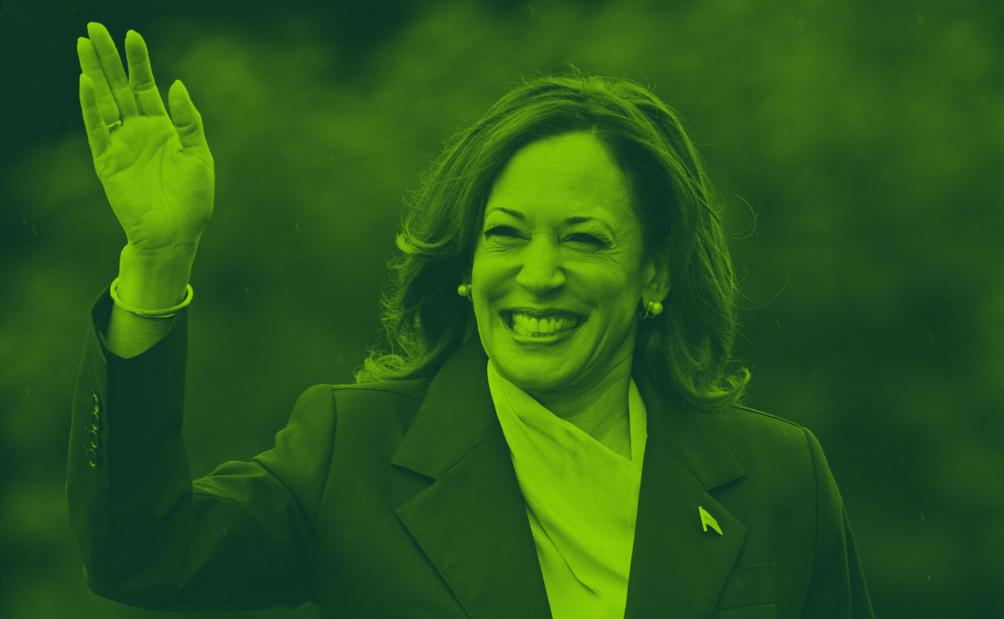 Kamala Harris with green overlay