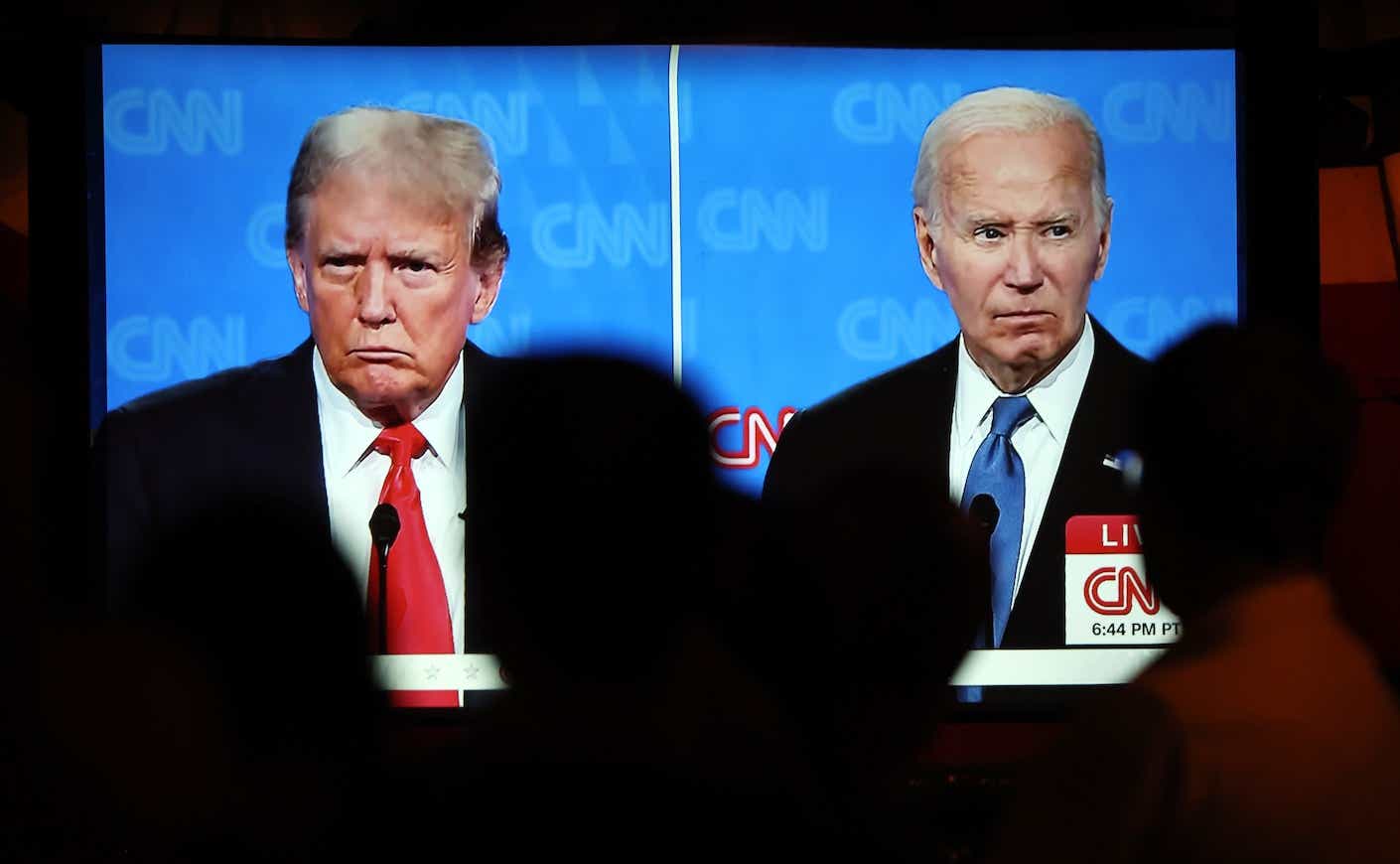 people watch trump and biden during the first presidential debate of 2024