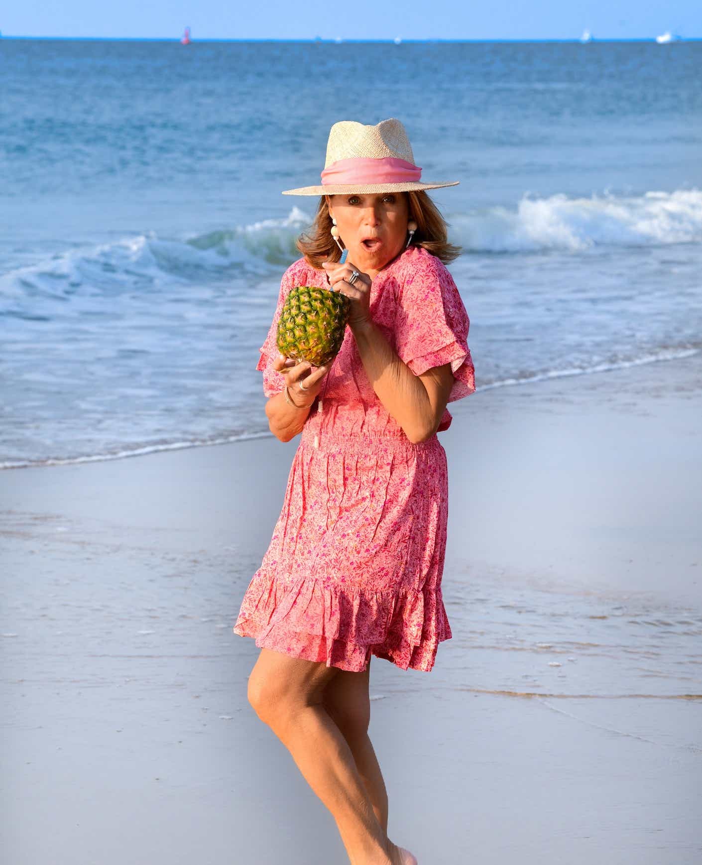 Katie Couric on the beach