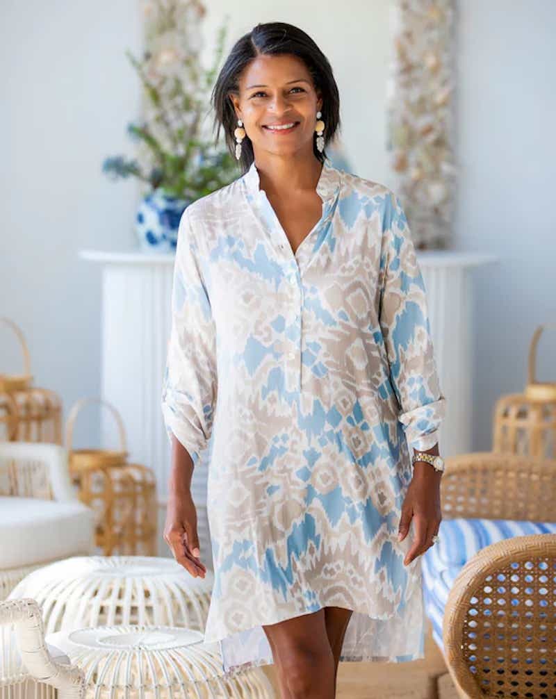 woman wearing tunic beach dress