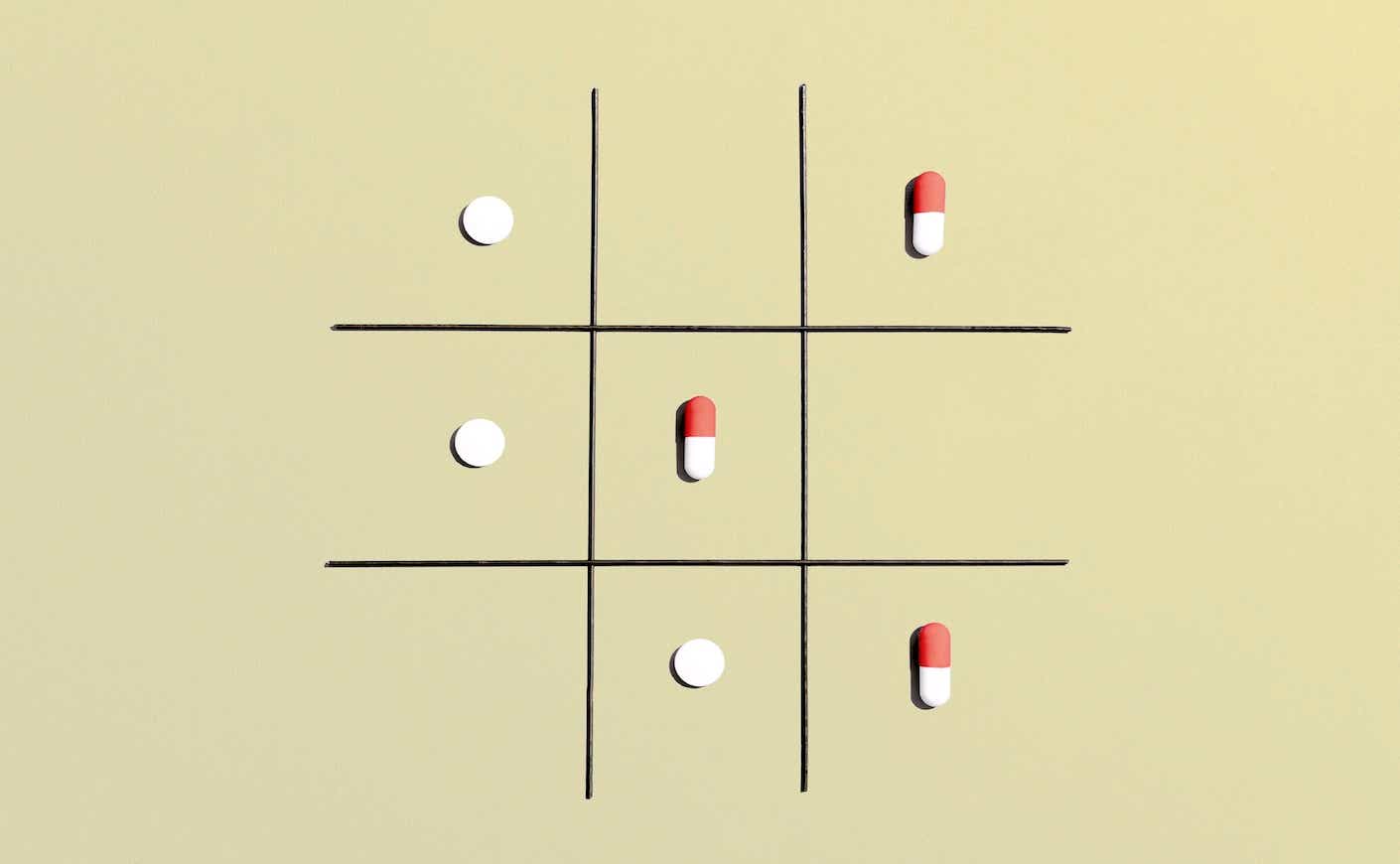 tic tac toe board with pills