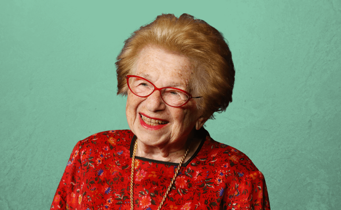 Dr. Ruth on a green background