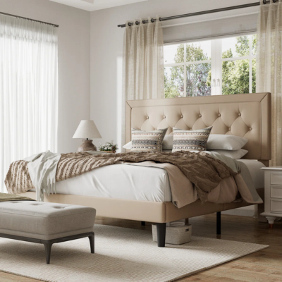 Mercury Row Hegg Linen Tufted Platform Bed