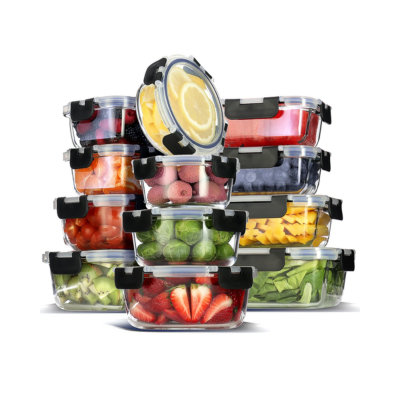 Ivy Bronx 24pc Glass Storage Containers with Lids, 12 Food Storage Containers with 12 Airtight Lids (Set of 12)