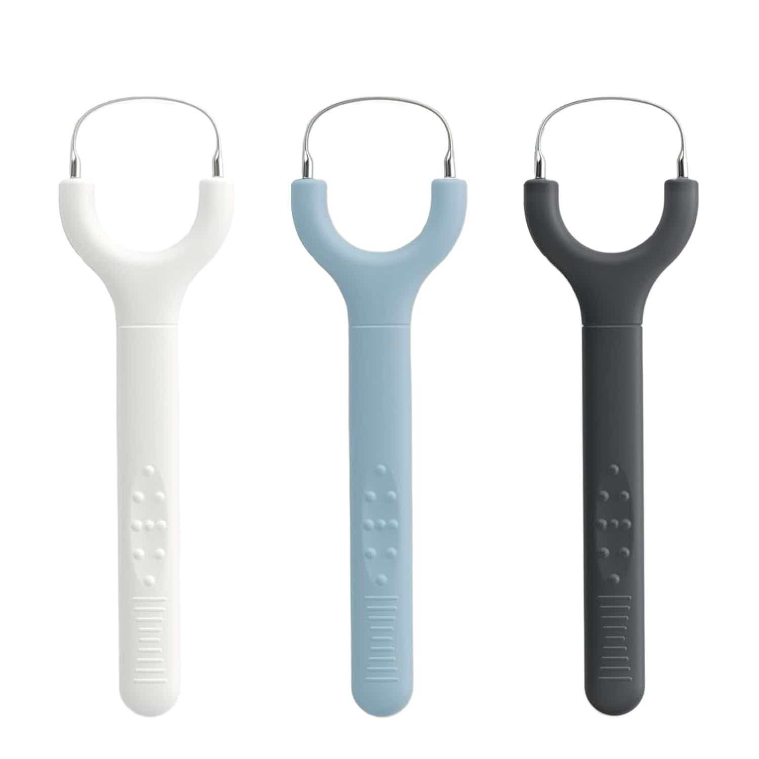 3-Pack Colorful Tongue Scraper for Adults, Stainless Steel, Metal Tongue Brush for Bad Breath, Oral Hygiene Tool, Easy to Use & Portable