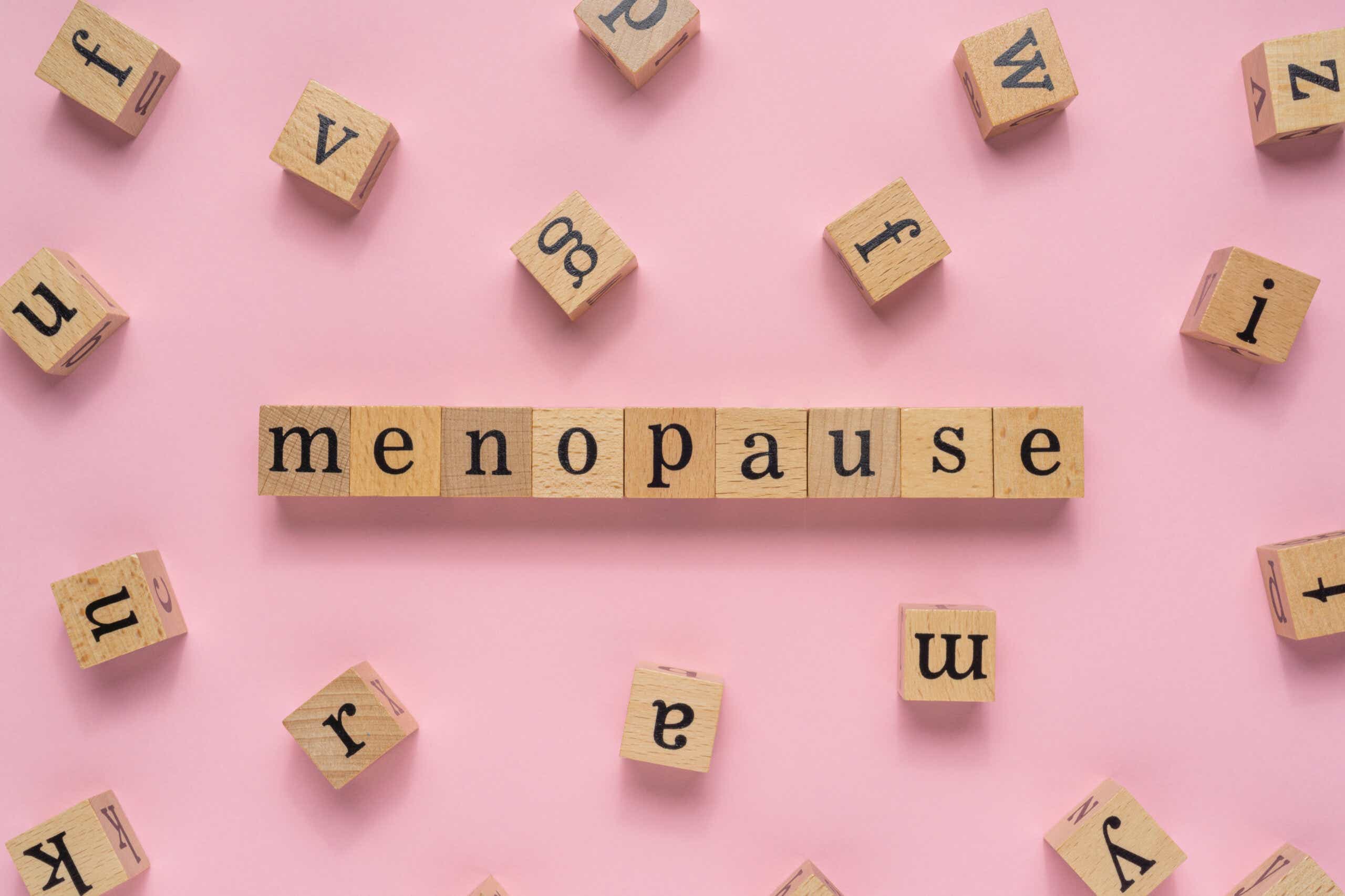 menopause spelled out with tiles