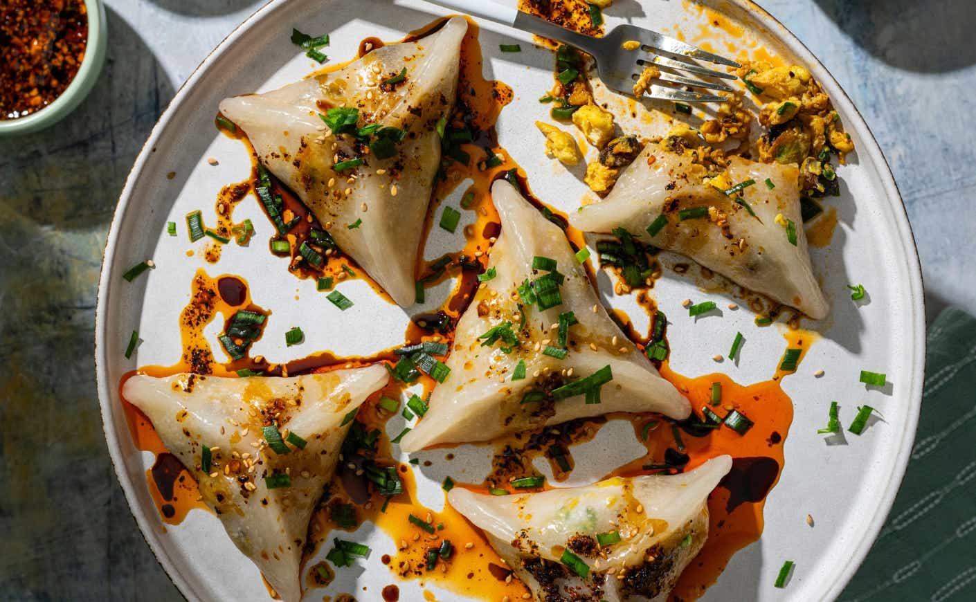 a plate of breakfast bao